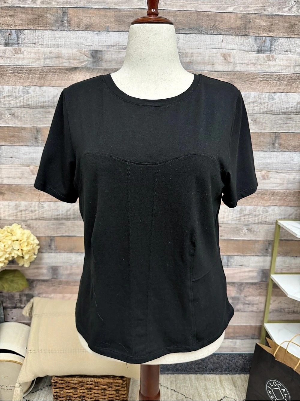 Jason Wu NWT black fitted tee w/ seam details XL